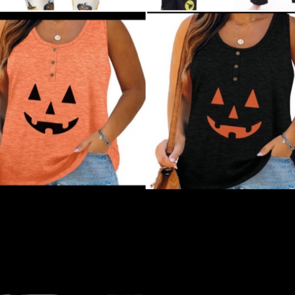 Tank Top - Halloween Costume Pumpkin Face NEW up to Women Size 2XL plus sz